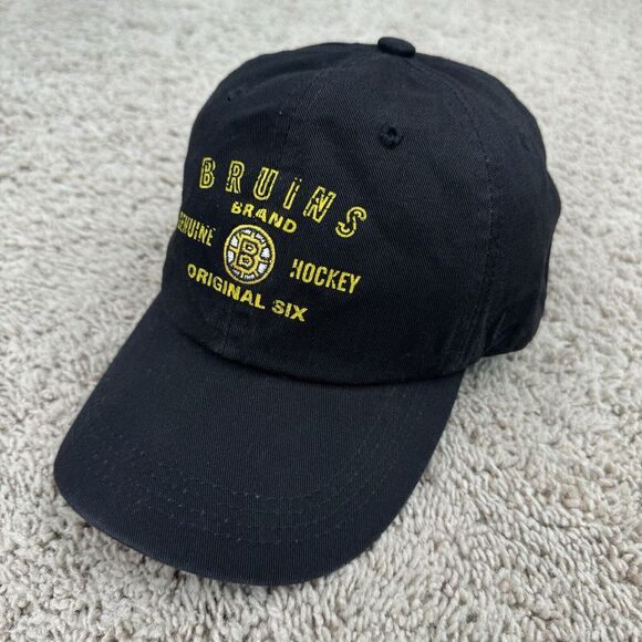 Vtg Boston Bruins Hat Zephyr Strapback‎ Black Original Six Spellout 90s Dad Cap - Picture 1 of 9